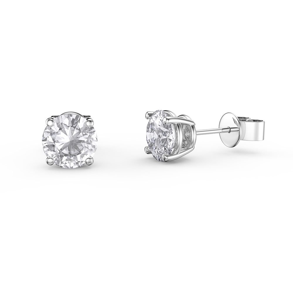 Fusion White Sapphire Platinum plated Silver Stud Earrings Halo Jacket Set #4