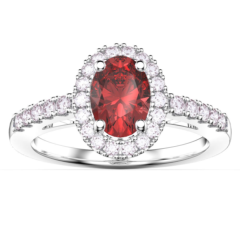 Details about   1.18 TCW Oval-Cut 18k Gold over Silver Genuine Ruby and Topaz Halo Ring