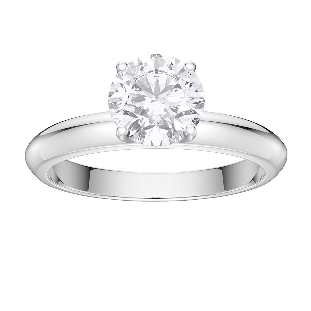 Unity 1ct White Sapphire Solitaire Platinum plated Silver Promise Ring