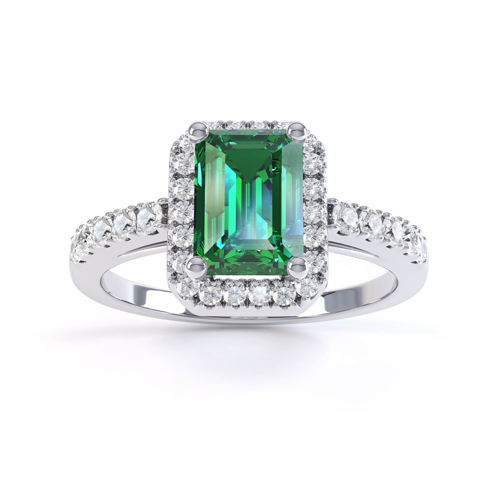 Details about   1.98 ct Emerald VVS1 Moissanite 18k White Gold Halo Wedding Promise Bridal Ring 