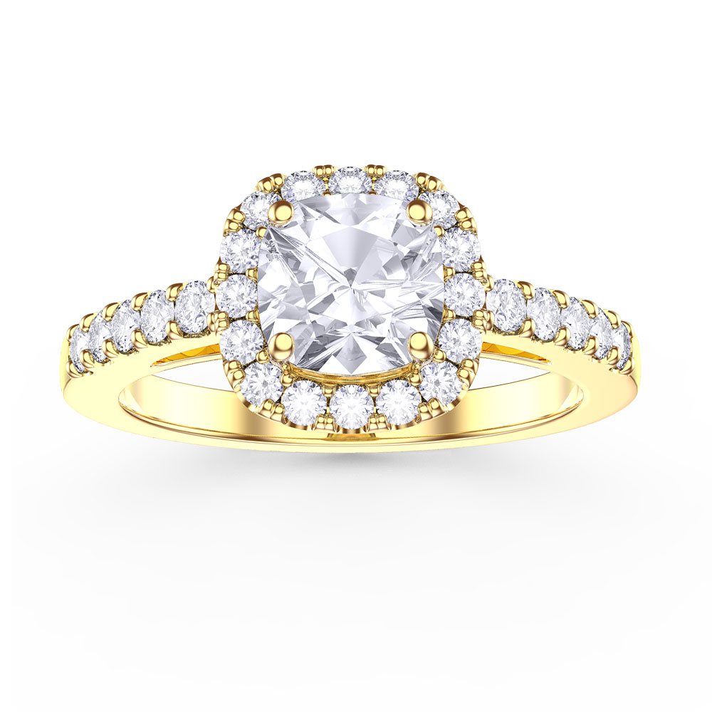 lamp Oppervlakte accu Princess Moissanite Cushion Cut Halo 18K Yellow Gold Engagement Ring:Jian  London:18K Gold Rings