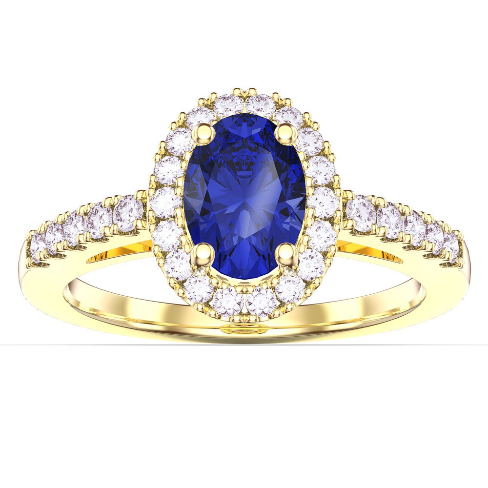 Eternity Sapphire Oval Halo 10K Gold Proposal Ring:Jian London:10K Gold ...