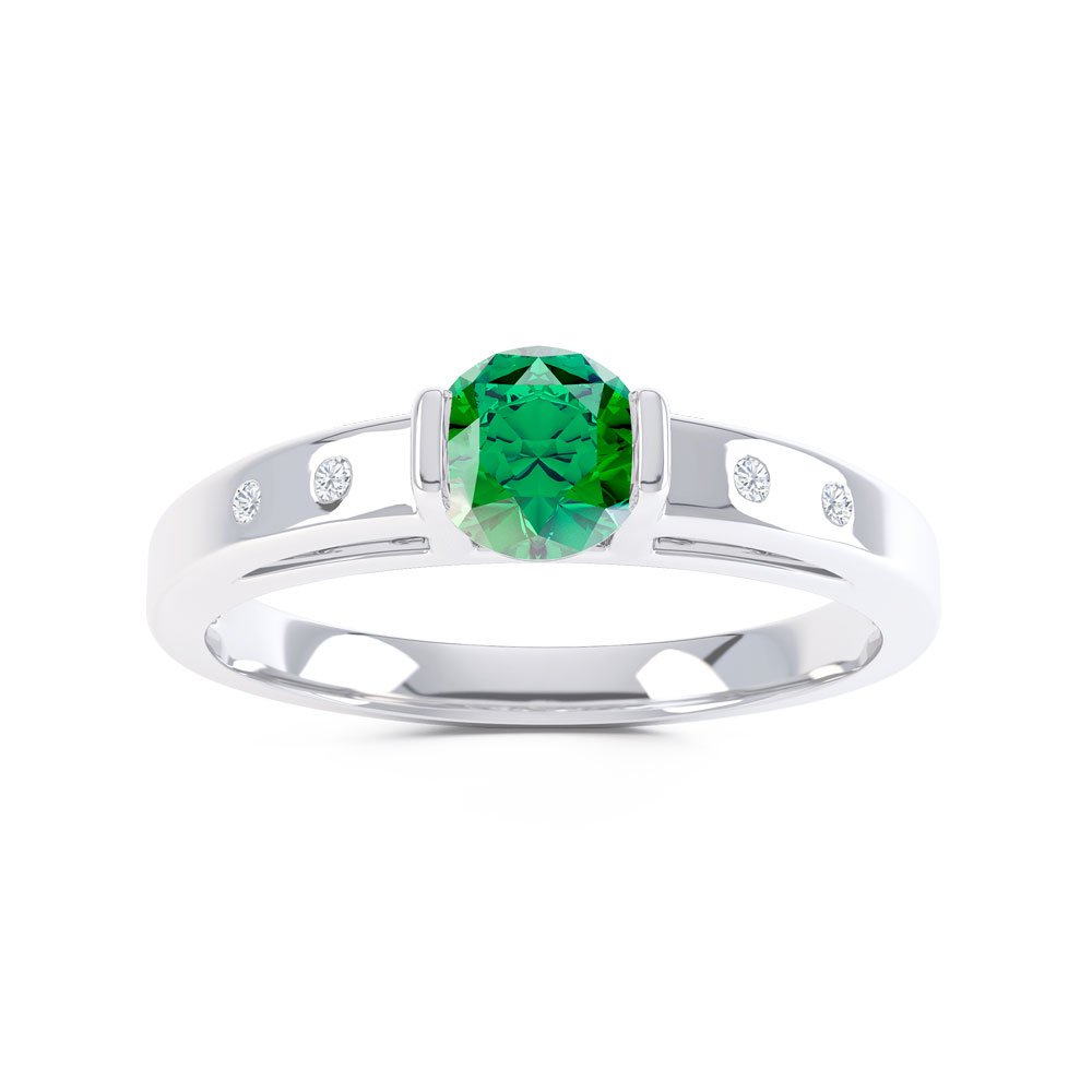 Unity Emerald Platinum plated Silver Promise Ring #1
