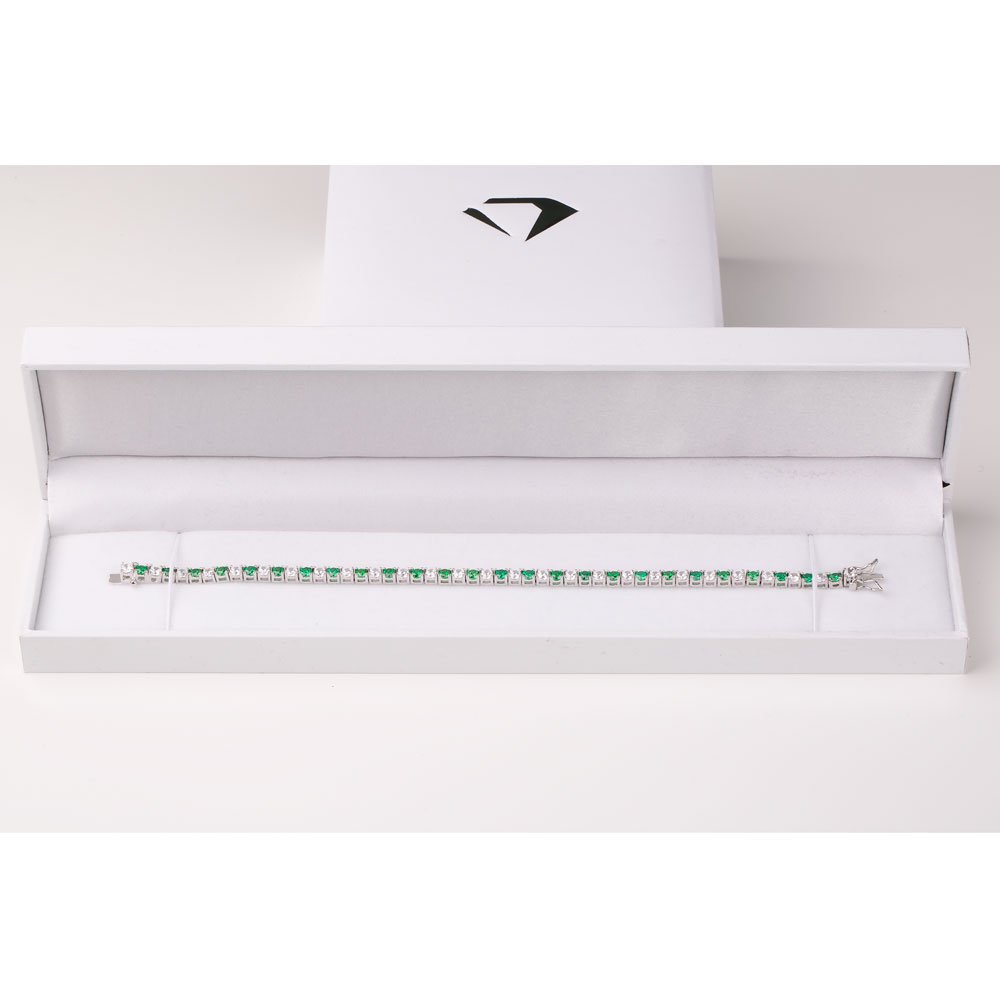 Eternity Emerald CZ Rhodium plated Silver Tennis Bracelet #3