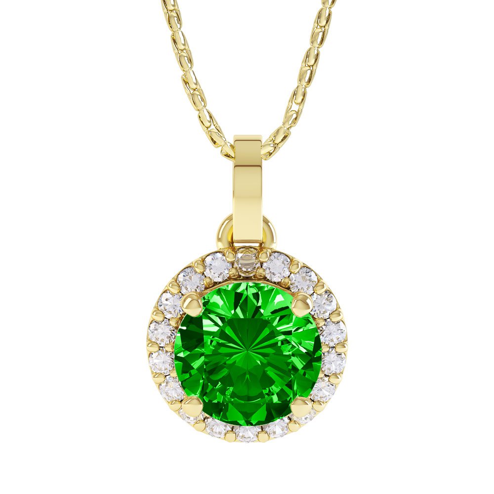 Halo 1ct Chrome Diopside Halo 18K Yellow Gold Pendant #1
