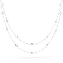By the Yard Aquamarine Platinum plated Silver Necklace