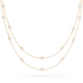 By the Yard White Sapphire 18K Rose Gold Necklace