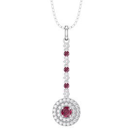 Fusion Ruby Halo Platinum plated Silver Drop Pendant