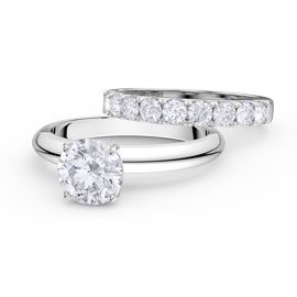 Unity 2ct Diamond 18K White Gold Half Eternity Wedding Ring Set