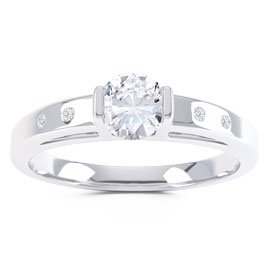 Unity White Sapphire Platinum plated Silver Promise Ring