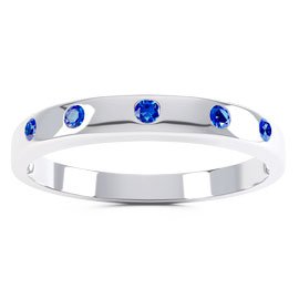 Unity Sapphire Platinum plated Silver Promise Ring Band