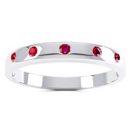 Unity Ruby Platinum plated Silver Promise Ring Band