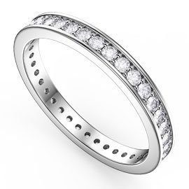 Promise Moissanite Platinum plated Silver Channel Full Eternity Ring