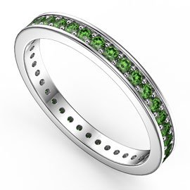 Promise Emerald Platinum plated Silver Channel Full Eternity Ring